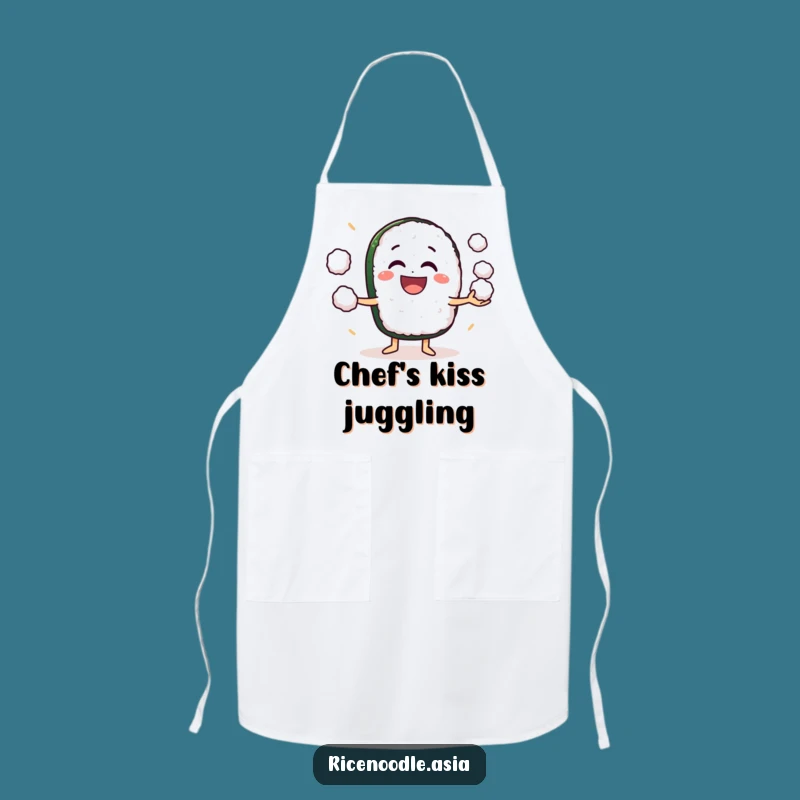 Funny Sushi Juggling Apron: Playful Grinning Roll Chef's Wear