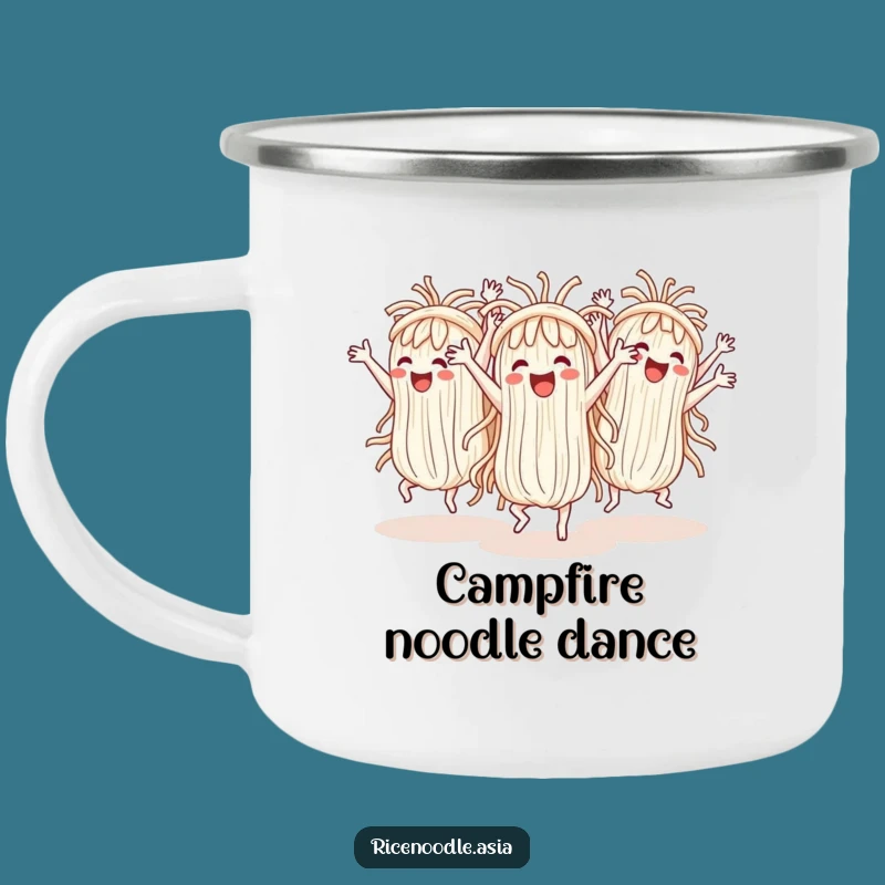 Funny Noodle Dance Camping Mug: Cheerful Noodles, Outdoor Fun