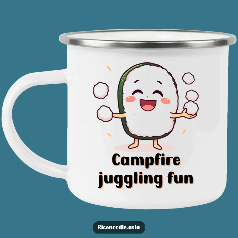 Funny Sushi Juggling Camping Mug: Durable Grinning Roll Cup