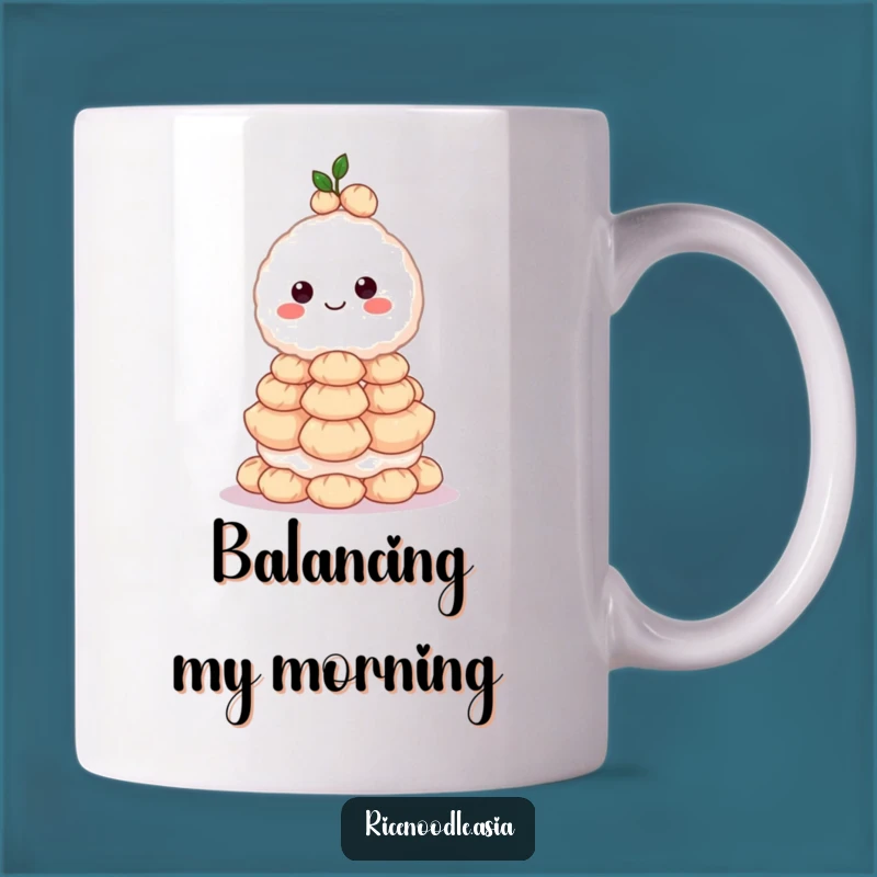 Funny Rice Ball Mug: Delicious Dumpling Balance for Foodie Humor