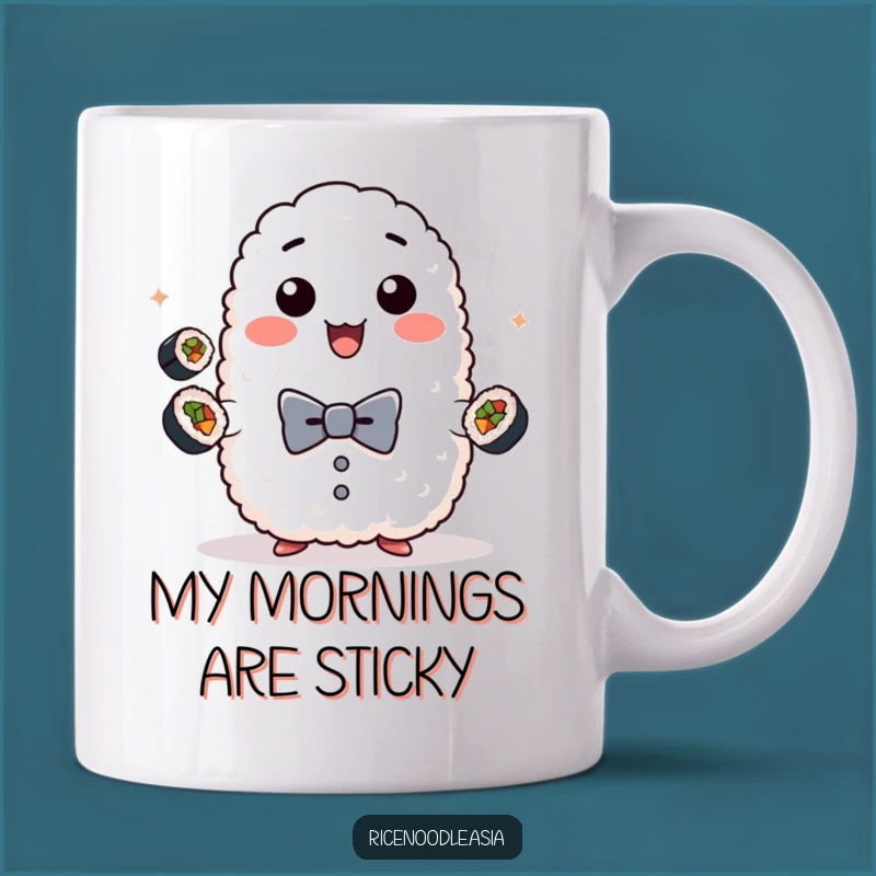 Funny Sushi Juggling Rice Mug - Cute Foodie Gift