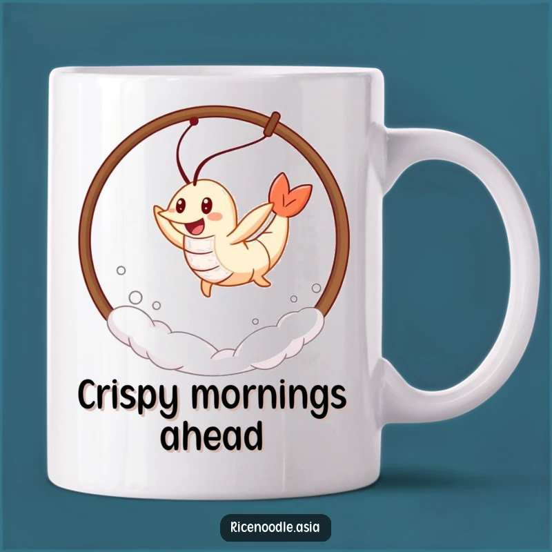 Funny Tempura Shrimp Mug: Leaping Character Joy, Perfect Funny Gift