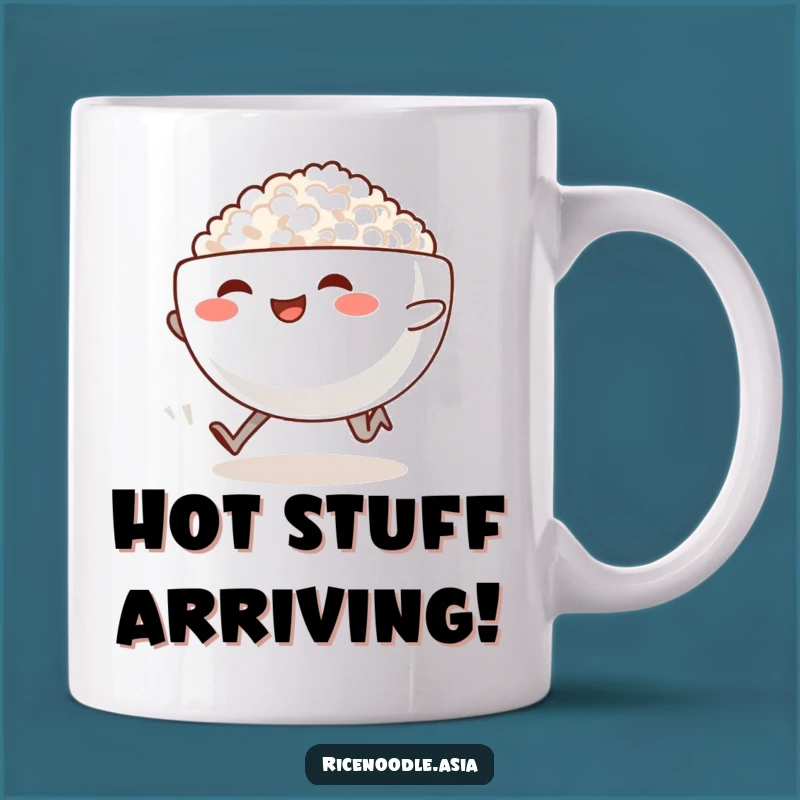 Funny Sprinting Rice Bowl Mug - Steaming Foodie Fun, Hilarious Gift