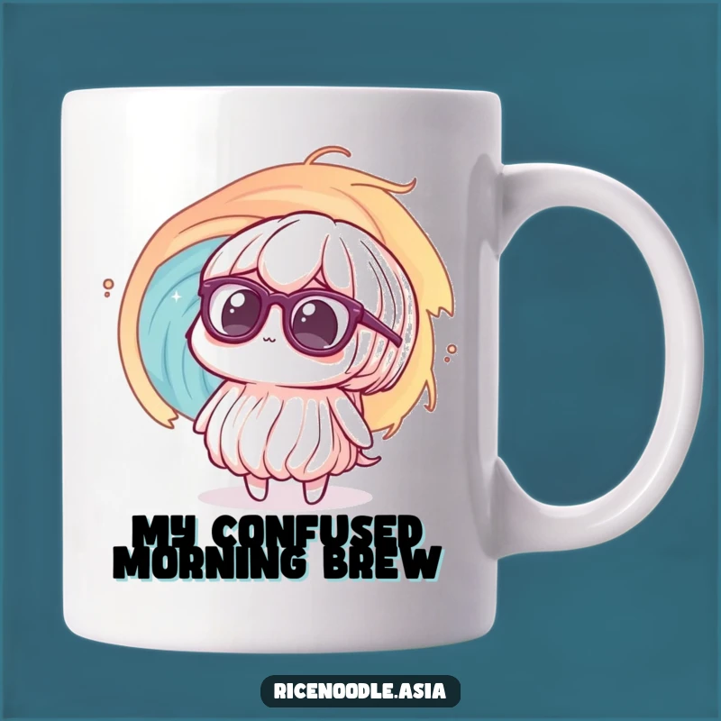 Funny Confused Noodle Mug: Vortex Panic, Big Glasses, Quirky Gift