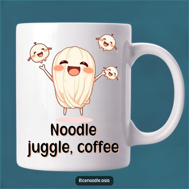 Funny Laughing Noodle Mug - Juggling Noodles Gift for Foodies