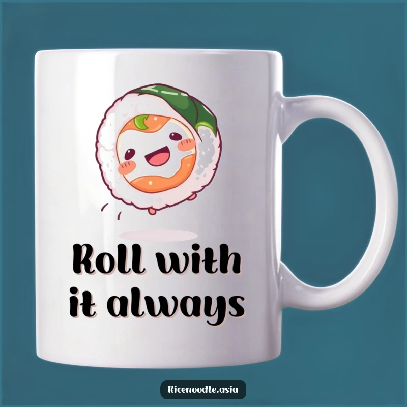 Funny Sushi Roll Mug: Wiggling Cartwheeling Character, Perfect Funny Gift