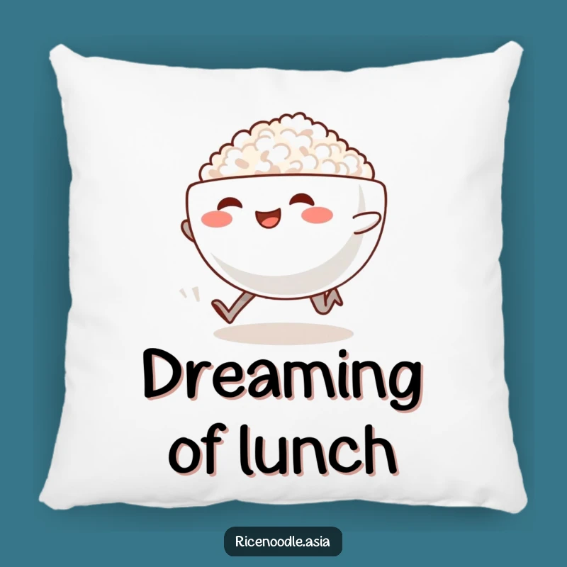 Funny Sprinting Rice Bowl Pillow - Steaming Comfort, Cozy Foodie Gift
