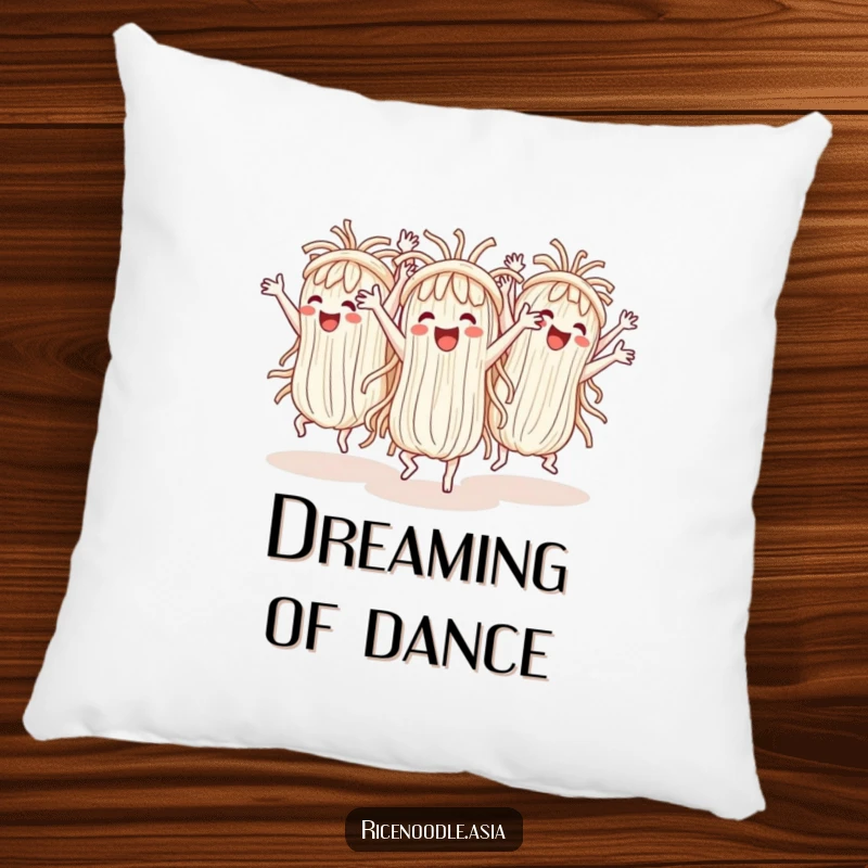 Funny Pillow: Cheerful rice noodles perform a synchronized dance with exaggerated arm movements, adding fun and comfort to any room.