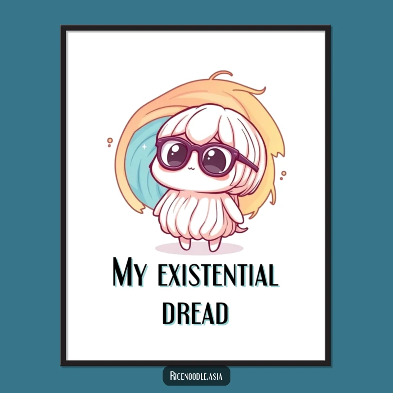 Funny Confused Noodle Digital Print: Vortex Panic for Quirky Walls