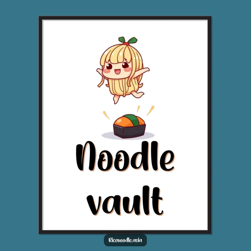 Funny Leaping Noodle Digital Art: Silly Jump Character Print