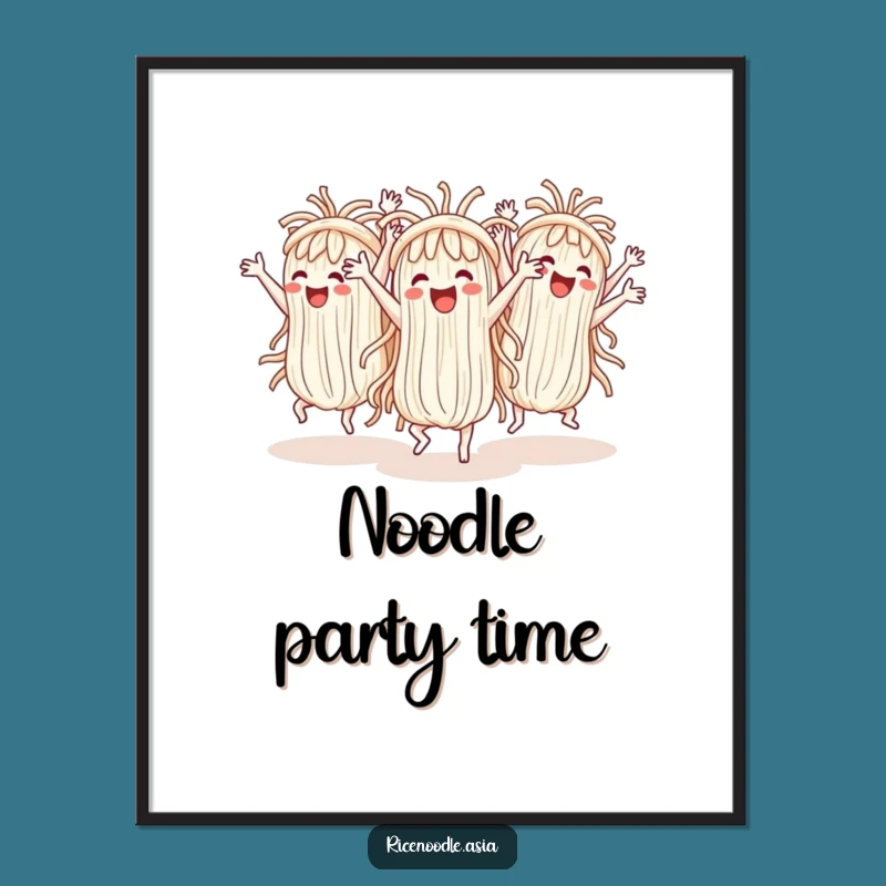 Funny Noodle Dance Digital Print: Cheerful Noodles for Fun Walls