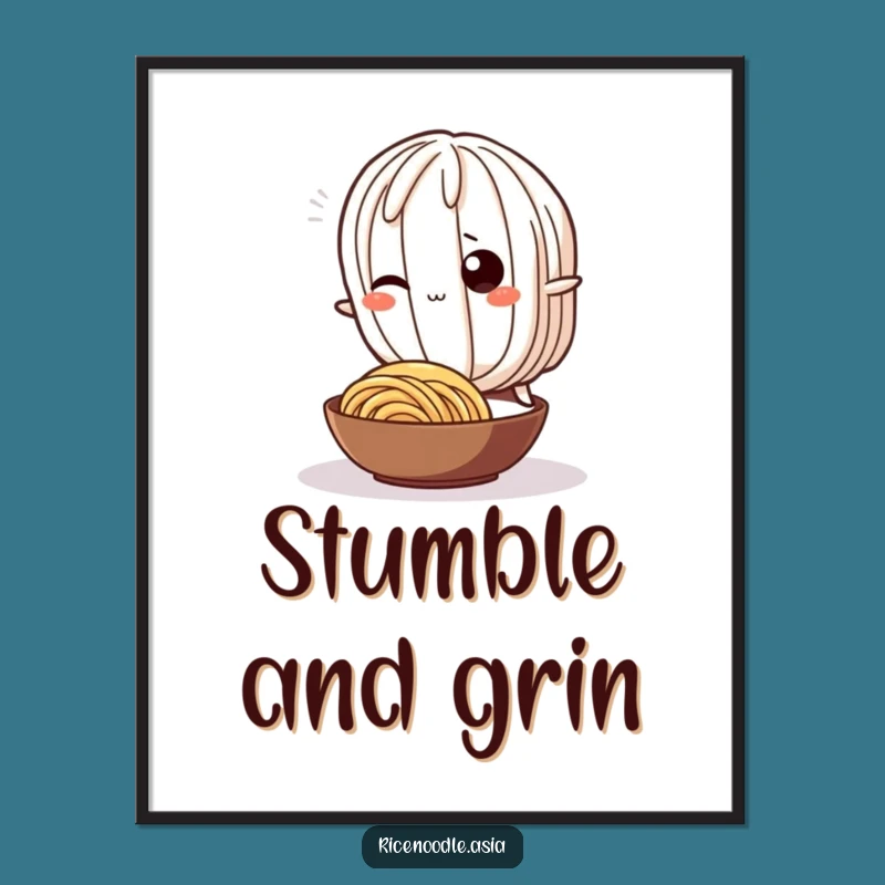 Funny Noodle Trip Digital Art: Wiggling Rice Character Print