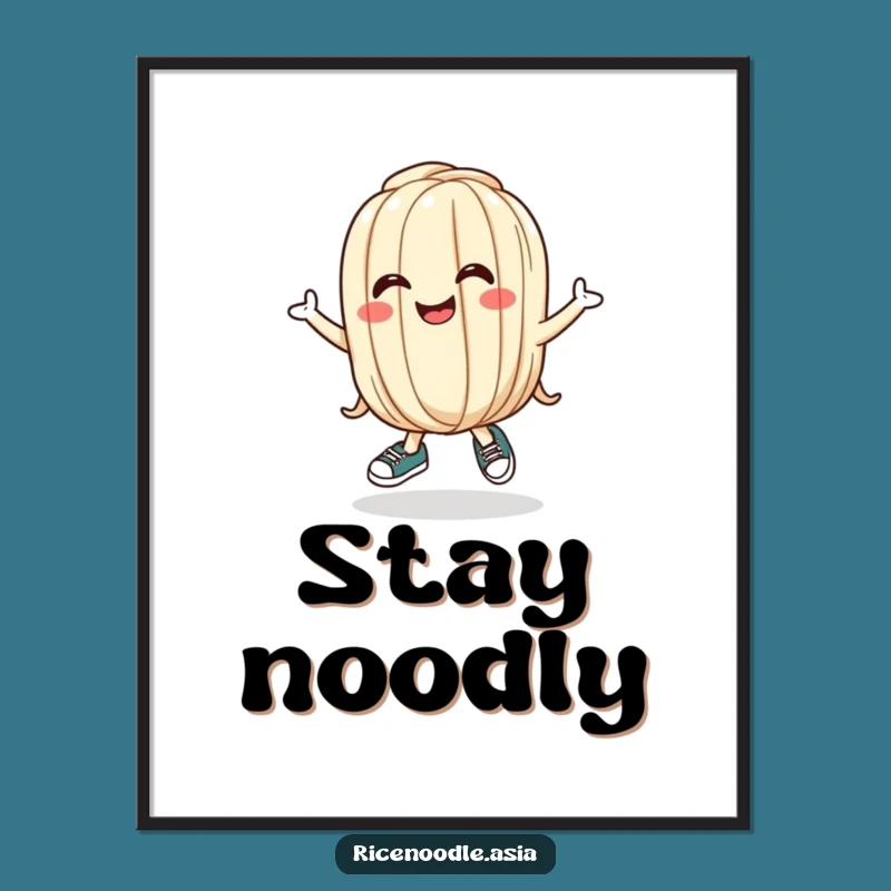 Funny Udon Noodle Digital Art: Bouncing Cartoon Character Print, Perfect Funny Gift