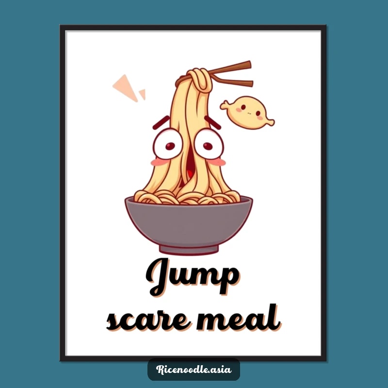 Funny Noodle Surprise Digital Art: Startled Character Print