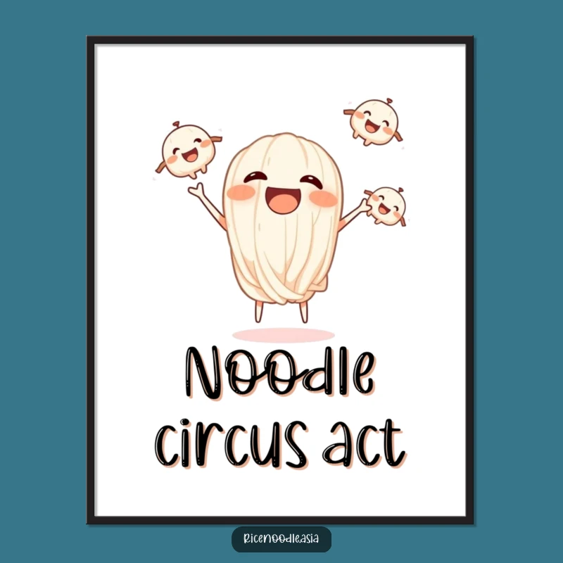 Funny Juggling Noodles Digital Art - Whimsical Printable Noodle Decor