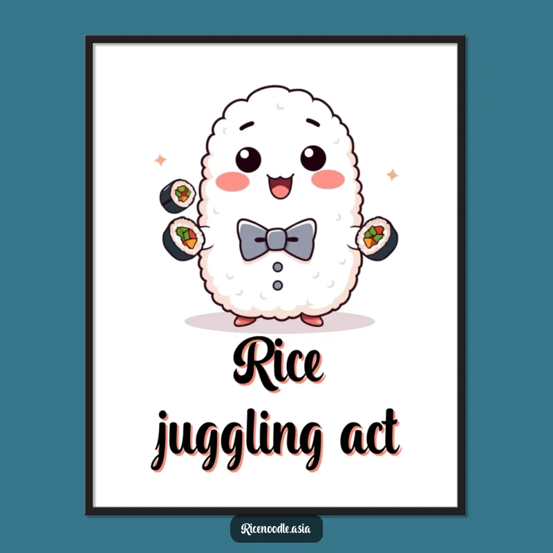Funny Sushi Juggling Rice Digital Art - Cute Foodie Print