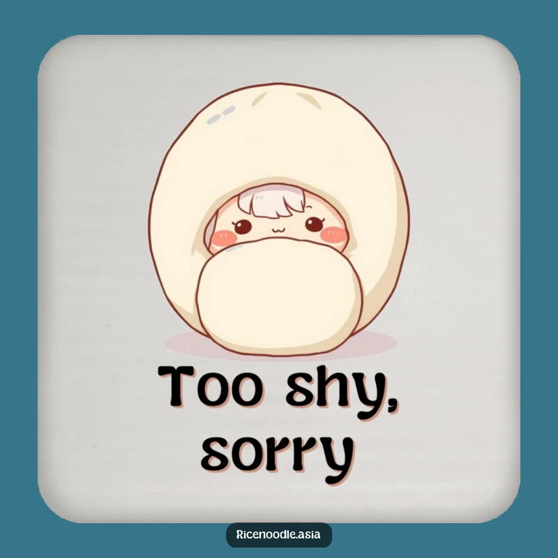 Funny Shy Rice Noodle Coaster - Cute Noodle & Dumpling Drink Decor
