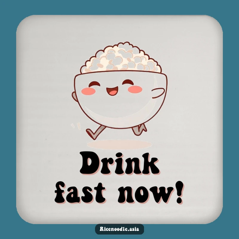Funny Sprinting Rice Bowl Drink Coaster - Steaming Food Protector, Whimsical Gift