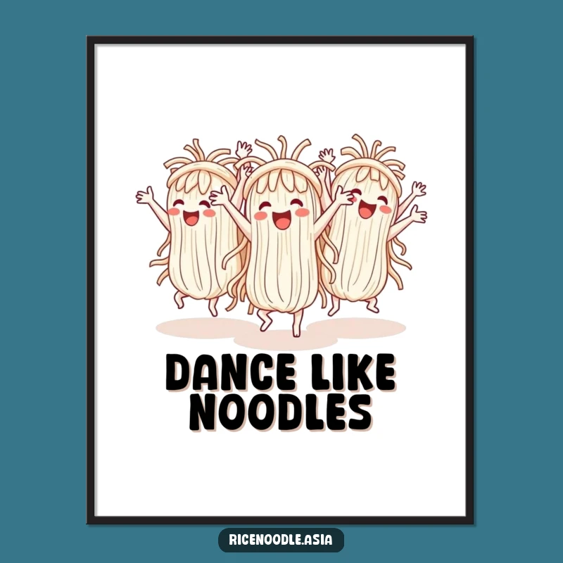 Funny Noodle Dance Poster: Cheerful Noodles, Synchronized Art, Hilarious Decor