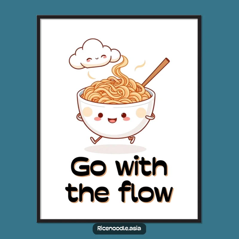 Funny Noodle Jogger Poster - Whimsical Food Art Print Gift