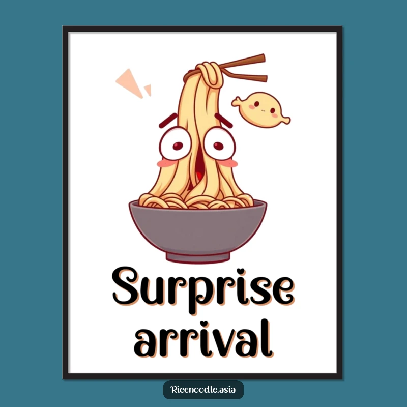 Funny Noodle Surprise Poster: Wide-Eyed Noodle Art Print
