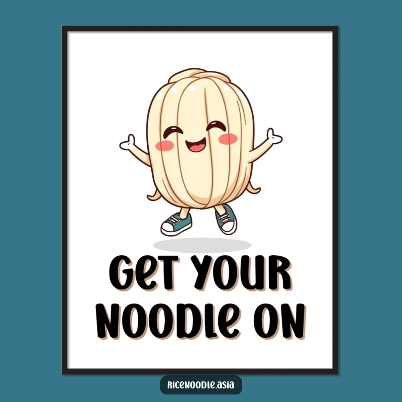 Funny Udon Noodle Poster: Bouncing Cartoon Art, A Delightful Funny Gift