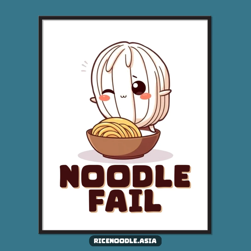 Funny Noodle Trip Poster: Charming Wiggling Rice Art Print