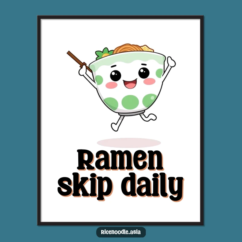 Funny Ramen Skip Poster: Joyful Character Art for a Cheerful Home