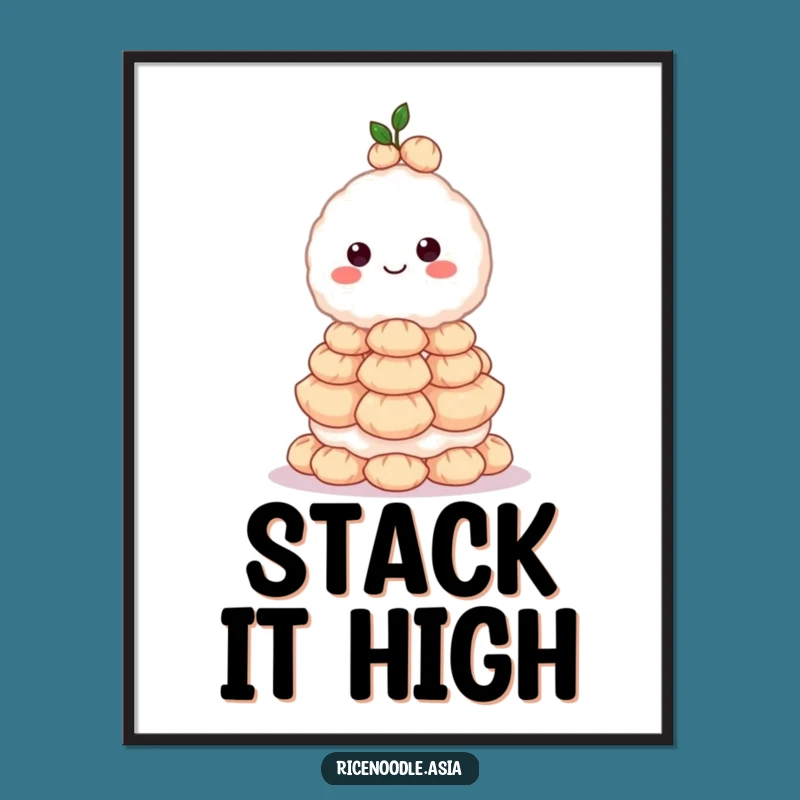 Funny Rice Ball Poster: Dumpling Acrobat Art for Kitchen Humor