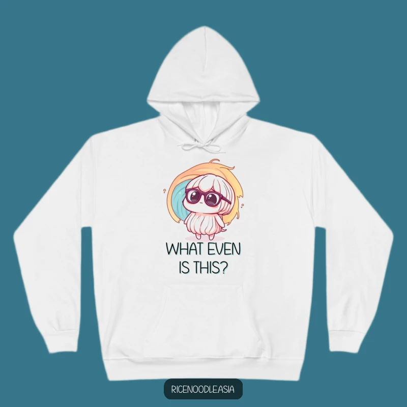 Funny Confused Noodle Hoodie: Vortex Panic, Big Glasses, Cozy Gift