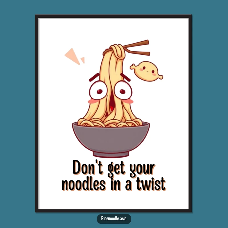 Funny Free Printable Wall Art - Surprised Noodle Startled by Dumpling Poster