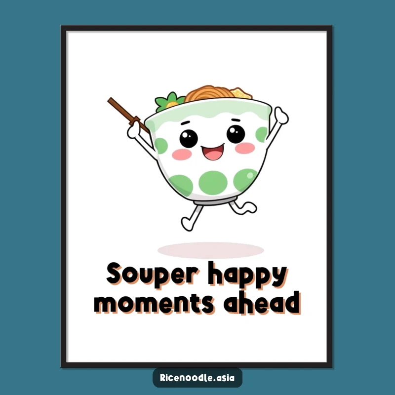 Free Printable Wall Art: Happy Ramen Skip Funny Foodie Downloadable Art Gift
