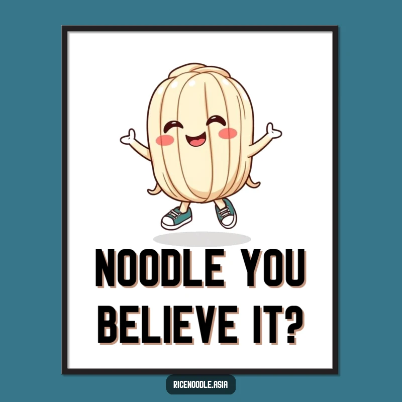 Funny Free Printable Wall Art: Bouncing Udon Noodle, Downloadable Quirky Food Art Decor
