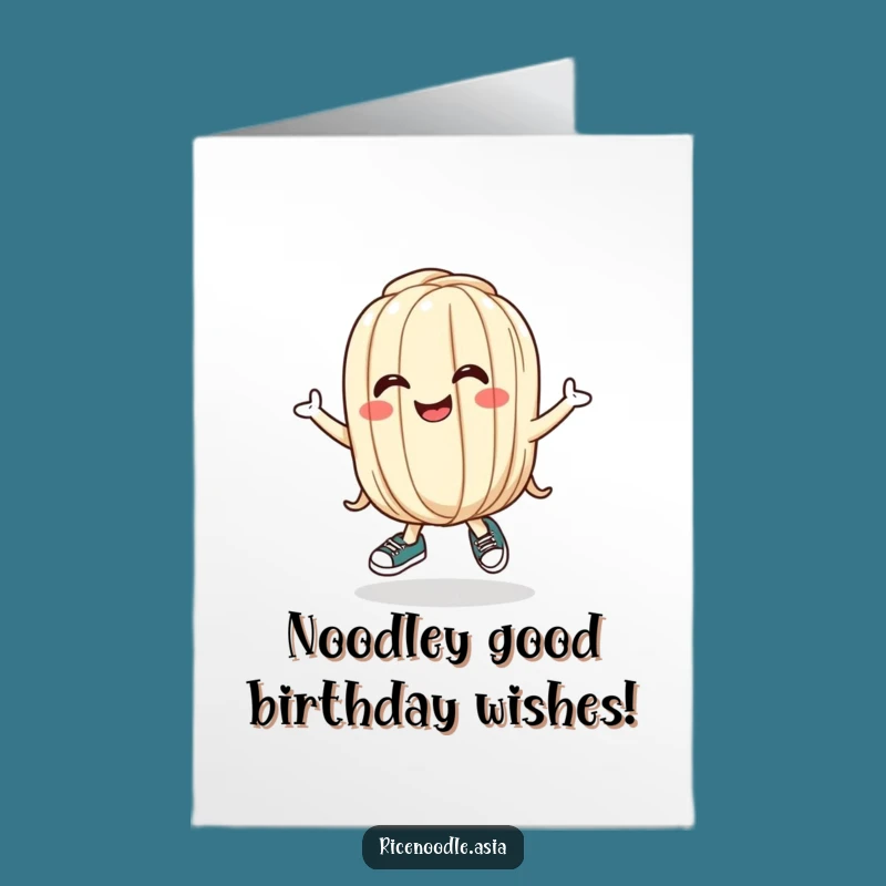 Free Printable Birthday Card: Funny Udon Noodle Dancing, Downloadable Joyful Greeting