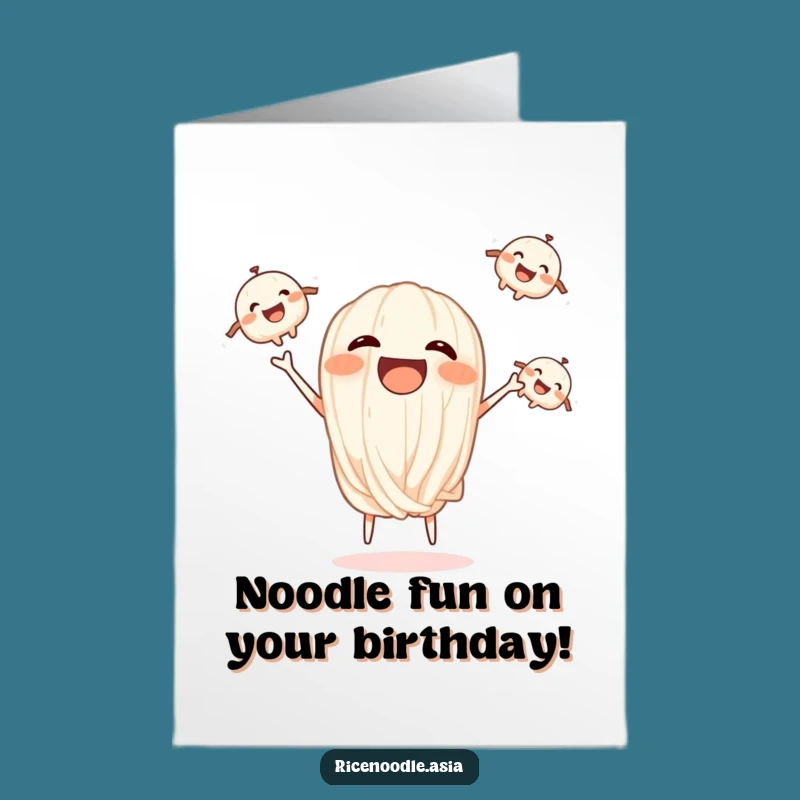 Free Printable Birthday Card: Juggling Noodles Funny Downloadable Gift