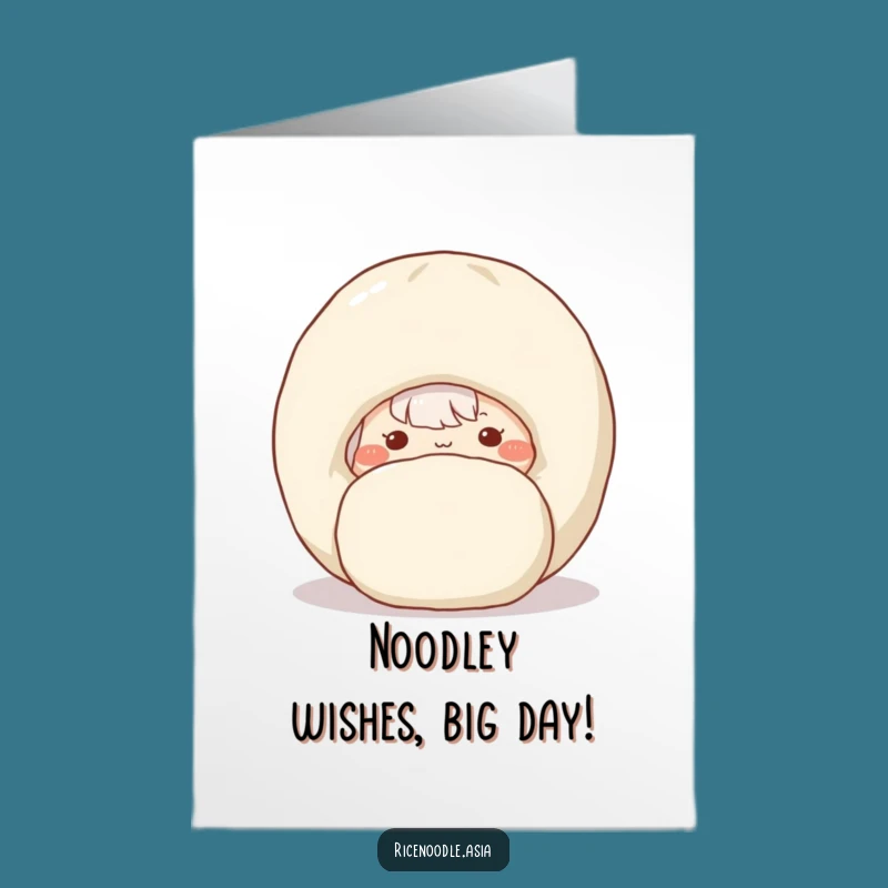 Free Printable Birthday Card: Shy Noodle & Dumpling Funny Downloadable Gift