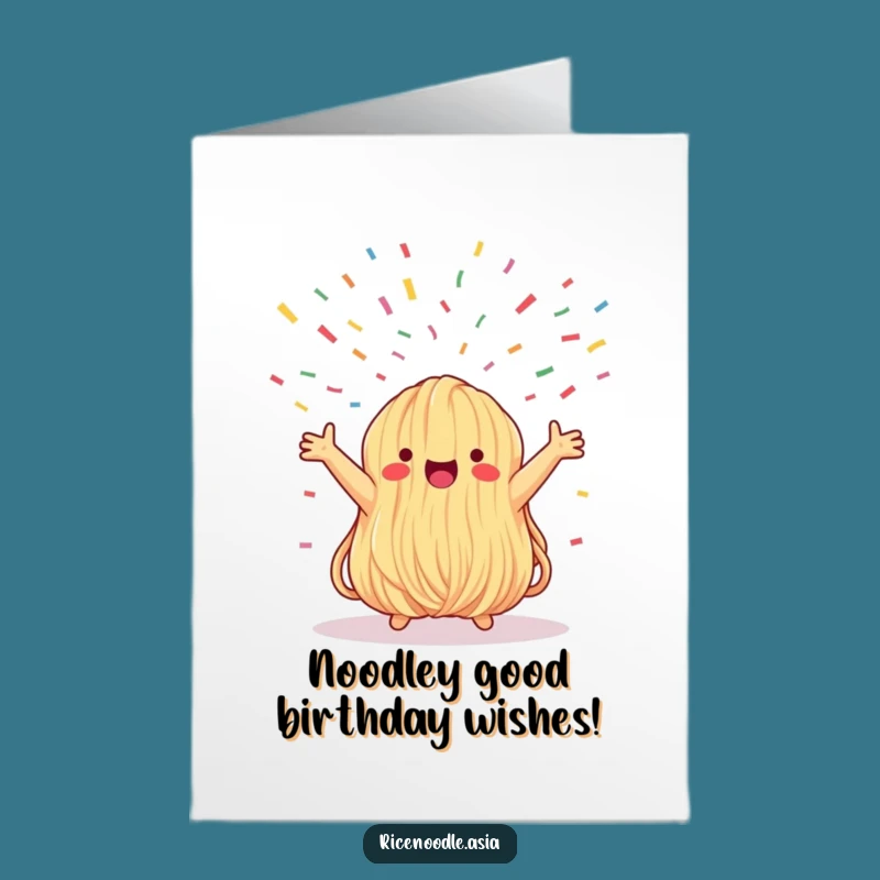 Free Printable Birthday Card: Whimsical Noodle Bundle Joyful Confetti Funny Downloadable Gift