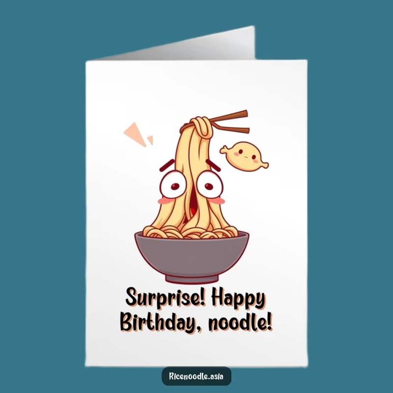 Free Printable Noodle Birthday Card - Surprised Noodle Dodging Dumpling Fun