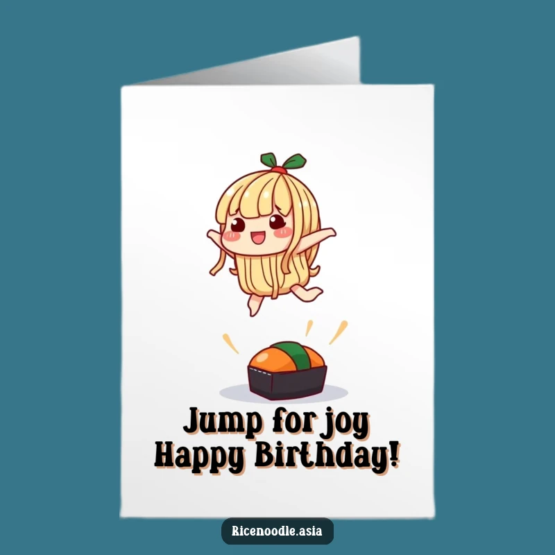 Free Printable Noodle Birthday Card - Silly Noodle Jump Over Sushi Fun
