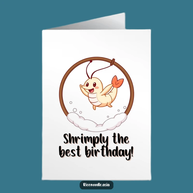 Free Printable Birthday Card: Leaping Tempura Shrimp, Downloadable Fun Greeting