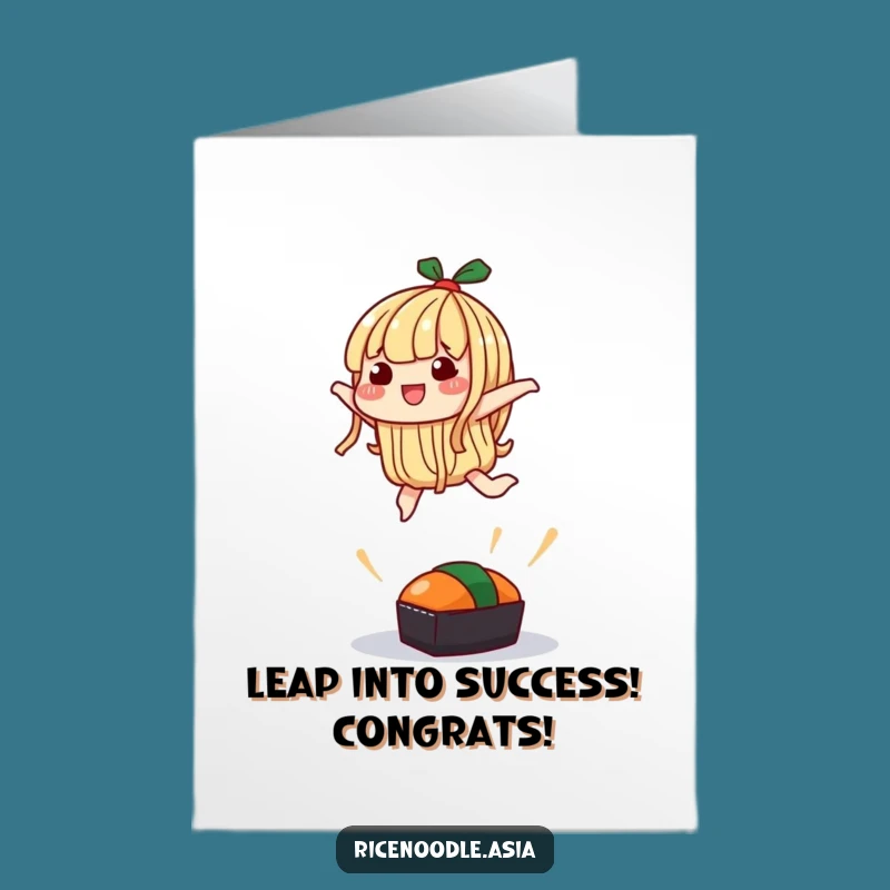 Free Printable Noodle Congratulations Card - Leaping Noodle Over Sushi