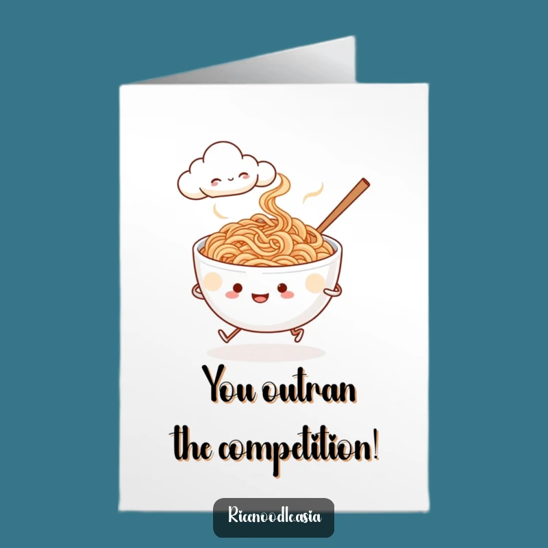 Free Printable Congrats Card: Noodles Jogging to Success Past a Smiling Cloud!