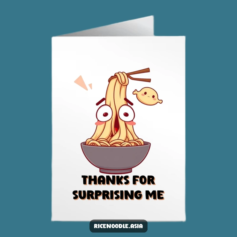 Free Printable Noodle Thank You Card - Surprised Noodle Flying Dumpling