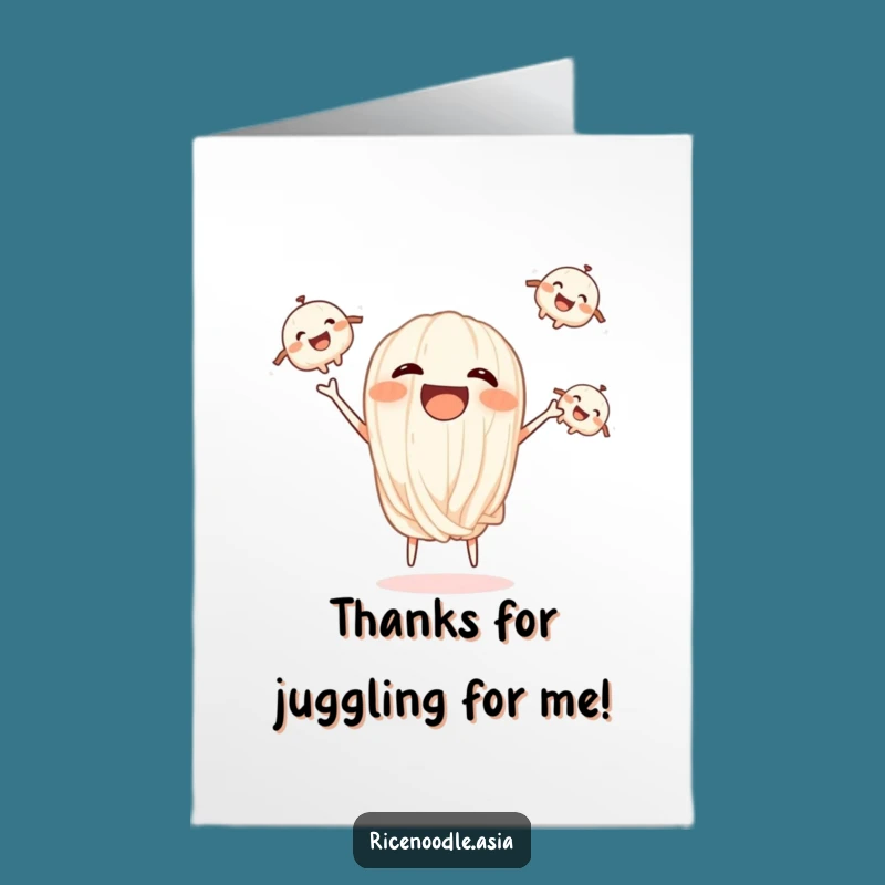 Free Printable Thank You Card: Juggling Noodles Funny Downloadable Gift