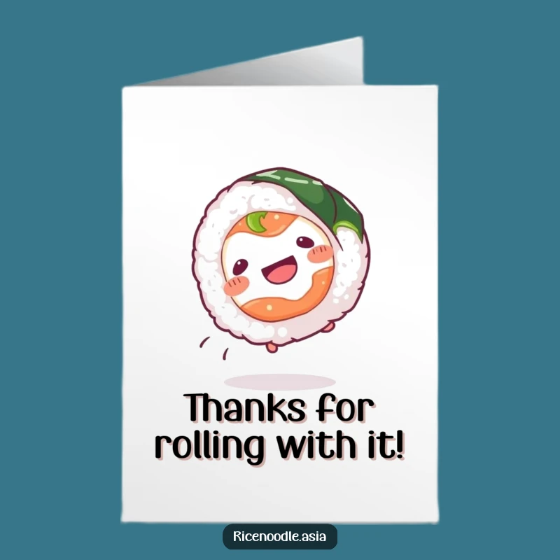 Free Printable Thank You Card: Wiggling Sushi Roll Gratitude, Downloadable Fun
