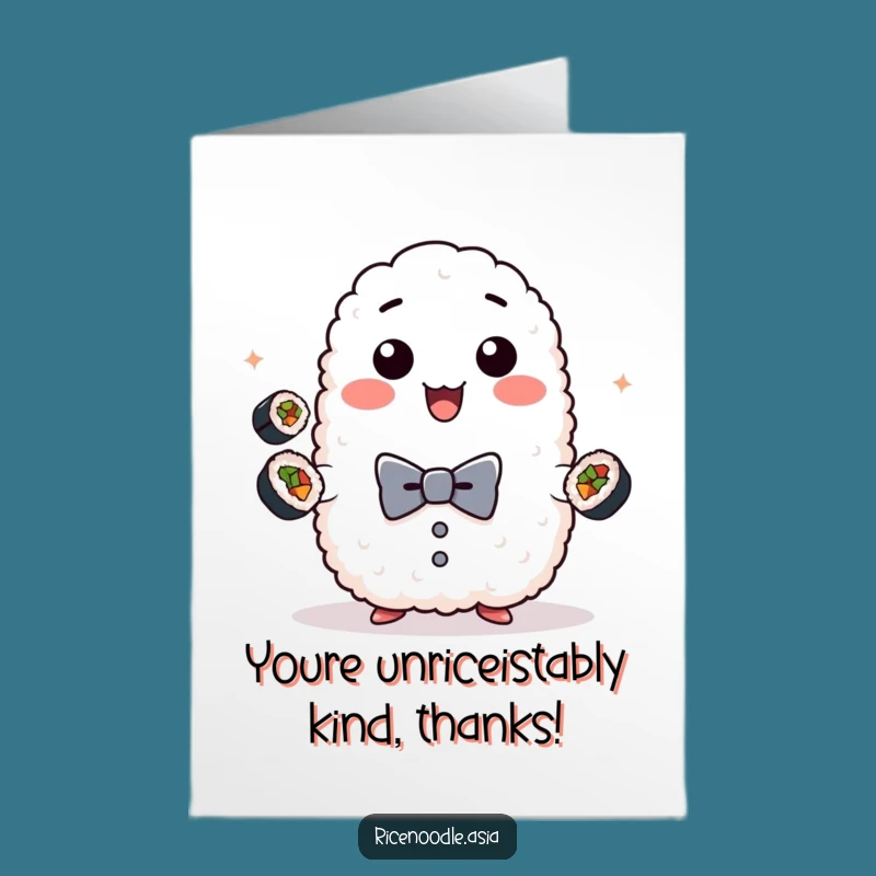 Free Printable Thank You Card: Juggling Rice Ball Thanks You with Sushi!