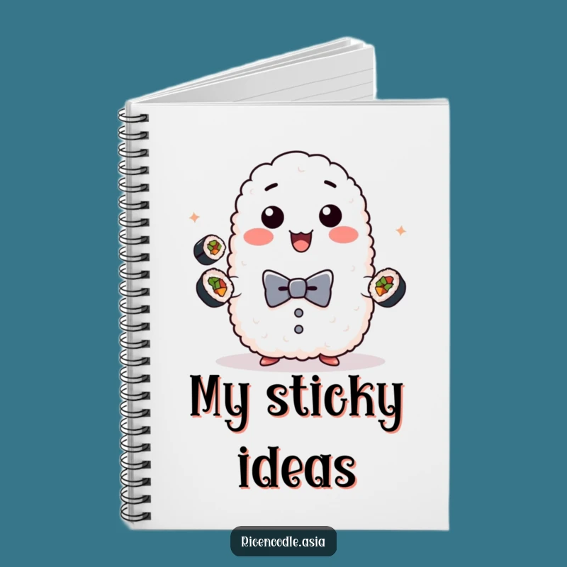 Funny Rice Ball Notebook - Cute Sushi Journal Gift