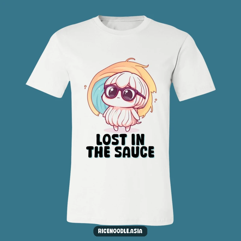 Funny Confused Noodle T-Shirt: Vortex Panic, Big Glasses, Quirky Wear