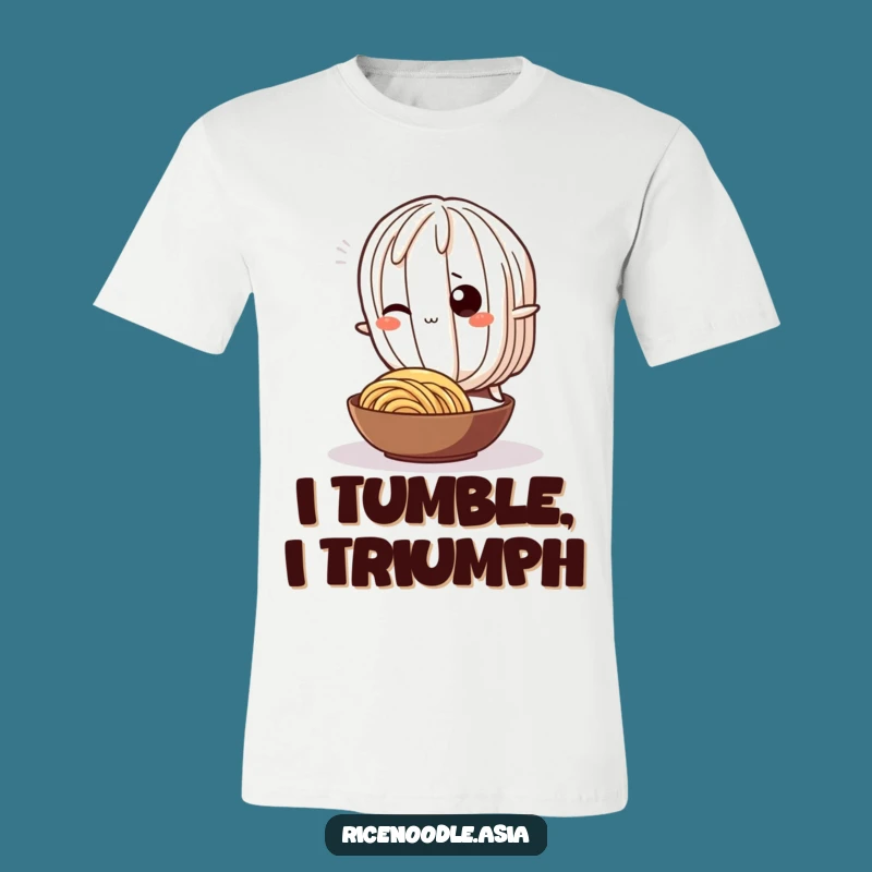 Funny Noodle Trip T-Shirt: Playful Wiggling Rice Character Tee Shirt