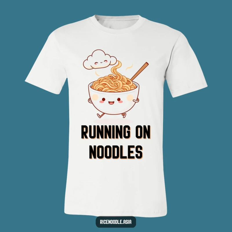 Funny Noodle Runner T-Shirt - Quirky Foodie Design Tee
